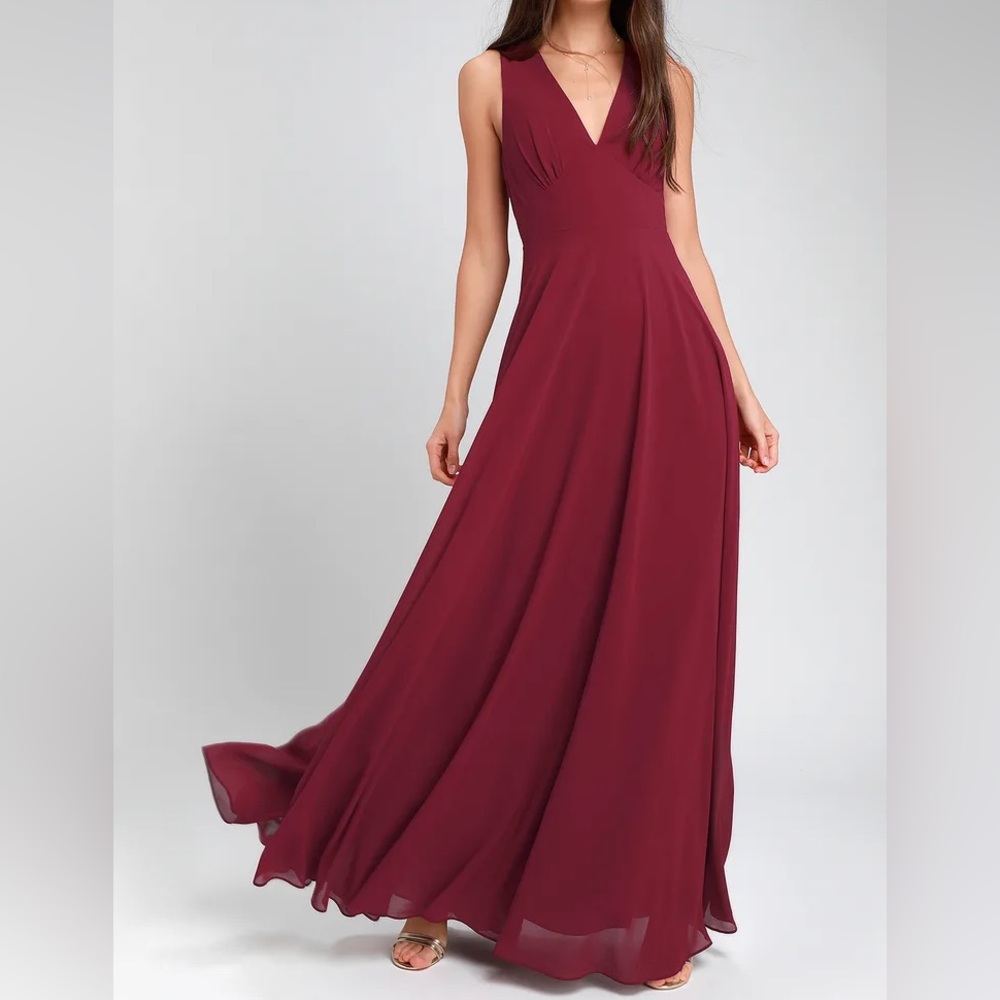 Lulus here for love burgundy sleeveless maxi dress